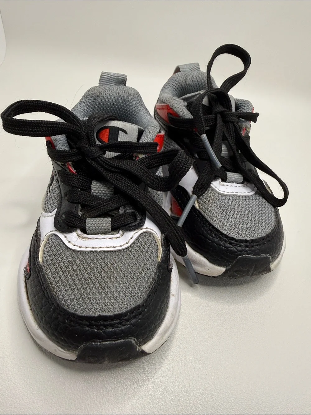 Champion Kids' Gray & Black Athletic Sneakers with Red Accent